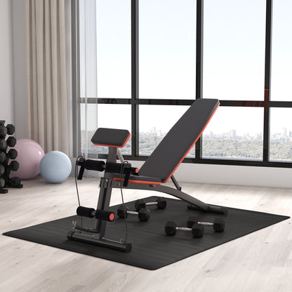Foldable Weight Bench, Adjustable Strength Training Sit Up Ab Bench, Incline/Decline, Red