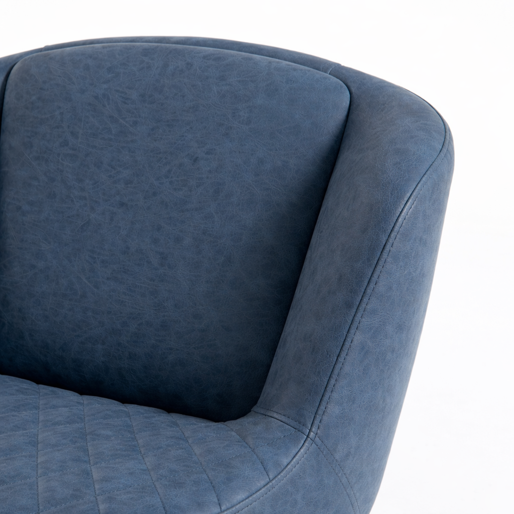 Set of Two Faux Leather Retro Bar Stools - Dark Blue