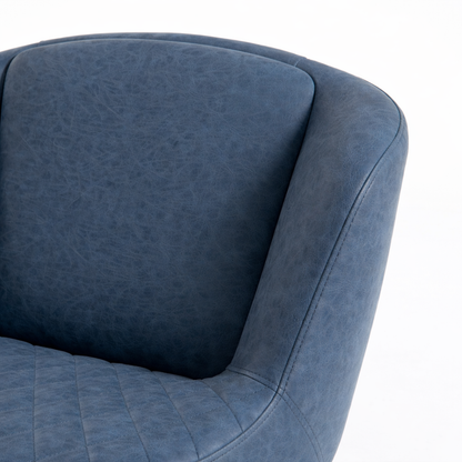 Set of Two Faux Leather Retro Bar Stools - Dark Blue