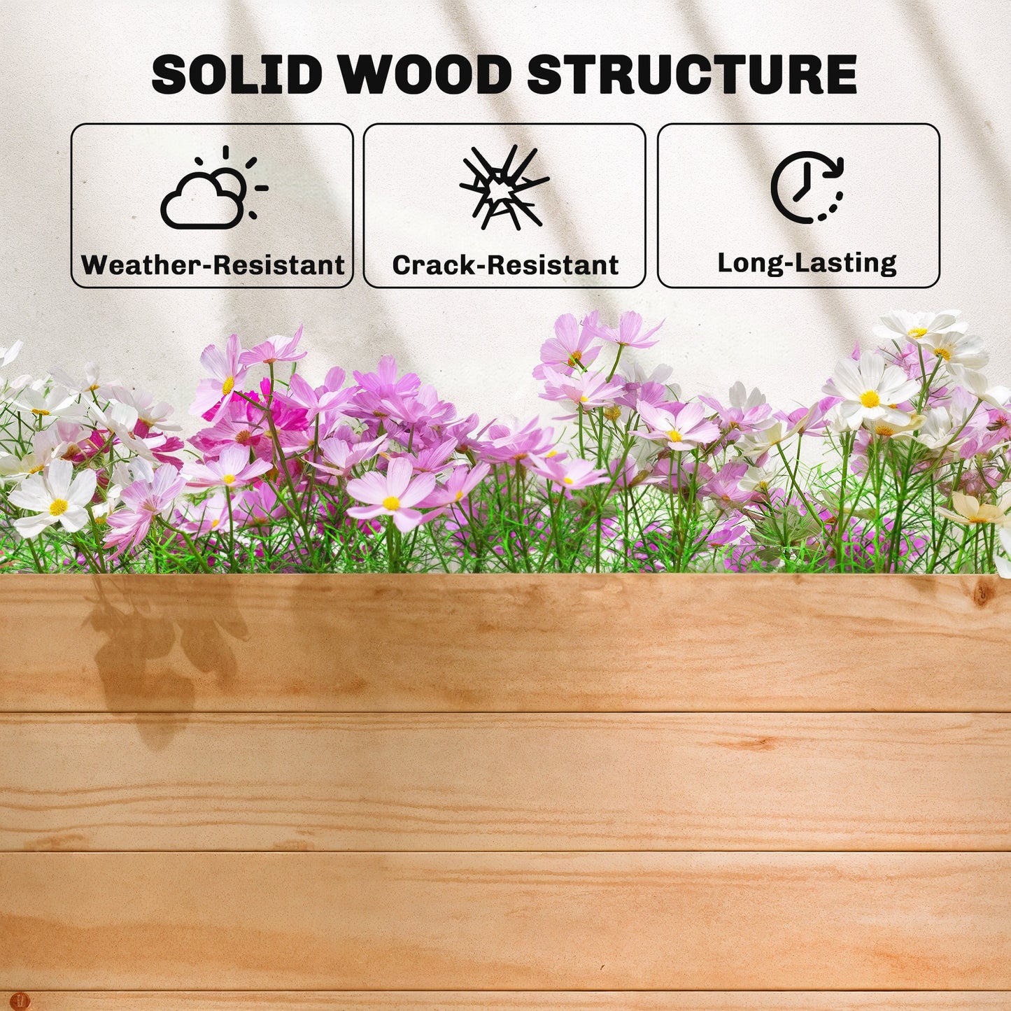 Fir Wood 110 x 44 cm Planter and Trellis Garden Bed