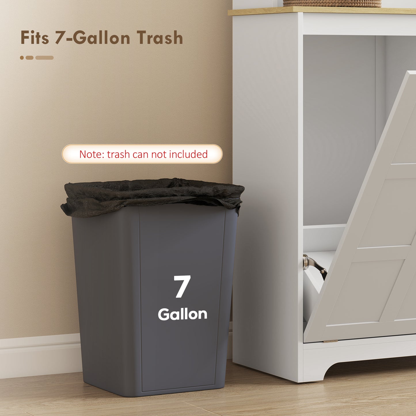 175cm Tall Kitchen Cabinet, Kitchen Cupboard with Rubbish Bin Cabinet, 3 Door Shelves and 2 Acrylic Doors, White