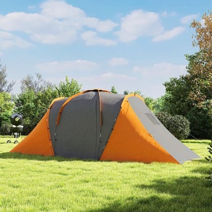Large Camping Tent Tunnel Tent with 2 Bedroom and Living Area, 2000mm Waterproof, Portable with Bag for 4 Man, Orange