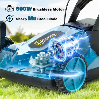 18V Cordless Lawnmower with 2 x 4Ah Batteries & Charger, Battery Lawn Mower with 21cm Cutting Width, 3 Cutting Heights