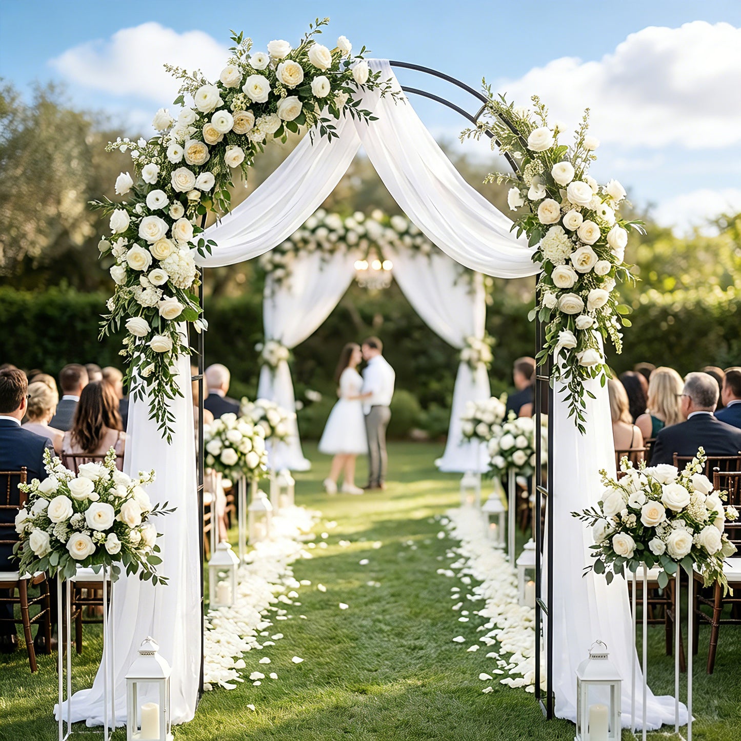 Garden Arch, 2.4 m High x 1.5 m Wide Metal Garden Trellis for Climbing Plants, Outdoor Wedding Arch for Bridal, Black