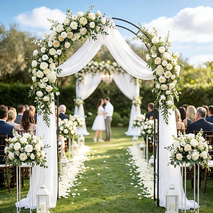 Garden Arch, 2.4 m High x 1.5 m Wide Metal Garden Trellis for Climbing Plants, Outdoor Wedding Arch for Bridal, Black