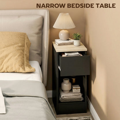 Set of Two Modern Storage Bedside Tables - Black