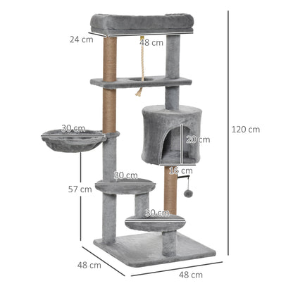 Cat Tree Tower for Indoor Cats 120cm Climbing Kitten Activity Center