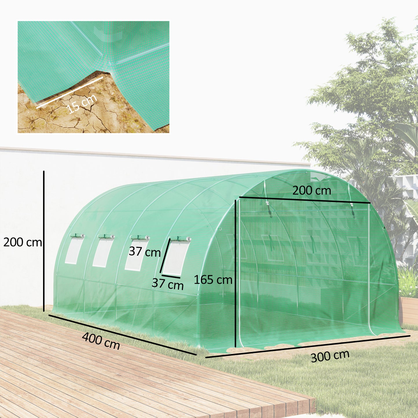 4 x 3 x 2m Polytunnel Greenhouse Replacement Cover ONLY Winter Garden Plant PE Cover for Tunnel Walk-in Greenhouse with Roll