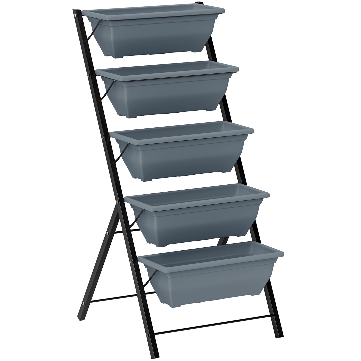 5-Tier Raised Garden Bed, Vertical Ladder Plant Stand with 5 Removable Boxes, Drainage Holes and Plugs