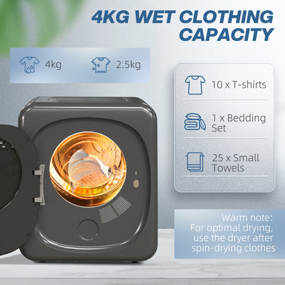 2.5 kg Compact Tumble Dryer, with UV Sterilisation - Grey
