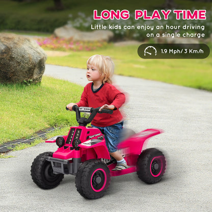6V Electric Quad Bike for Kids, Ride On ATV w/ Forward/Reverse, Headlights, for Ages 18-36 Months, Pink