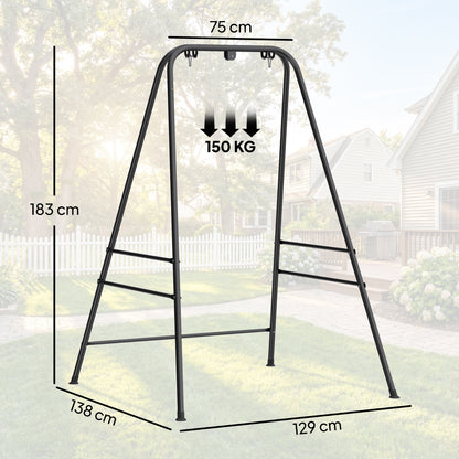 Hammock Chair Stand Only, 150KG Load Capacity, for Indoor Outdoor, Black