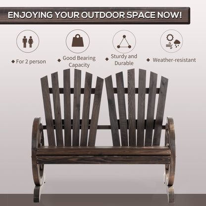 Fir Logs Love Seats with Wheel-Shaped Armrests, Large Load-Bearing Chair, Natural Wood Grain