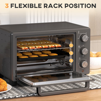21L Mini Countertop Oven, 100°C-230°C Adjustable Temp - Grey