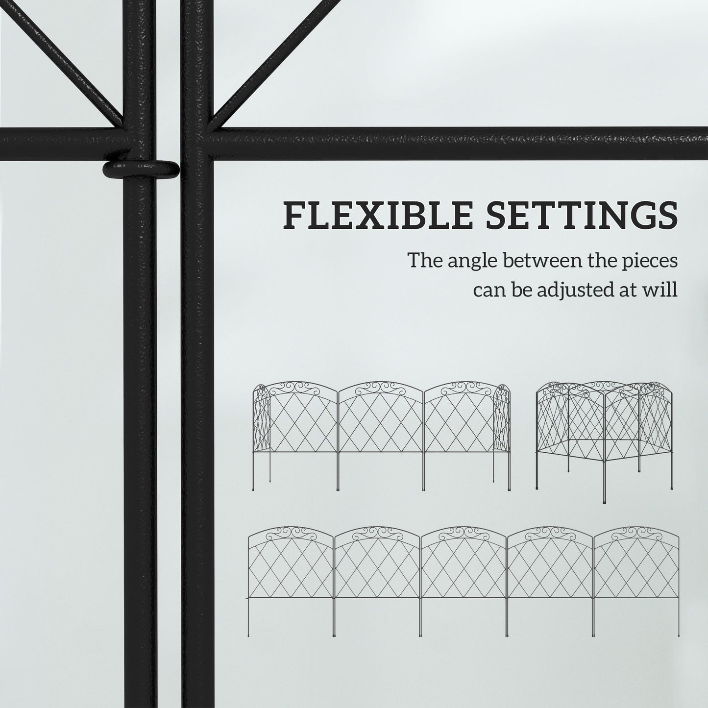 3m Decorative Metal Garden Fence - Diamond and Swirl Pattern