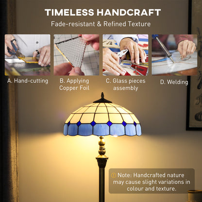 Tiffany-Style Floor Lamp with Handcrafted Stained Glass Shade