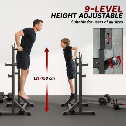 Heavy Duty Barbell Squat Rack, Adjustable and Multifunctional Weight Power Stand, for Home, Gym - Black