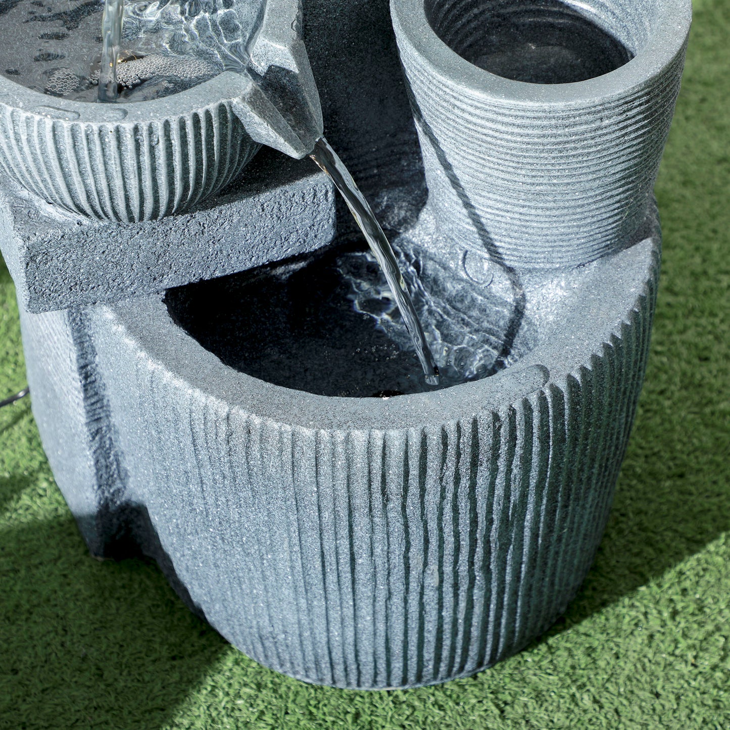 Solar Powered Outdoor Water Fountain - Dark Grey