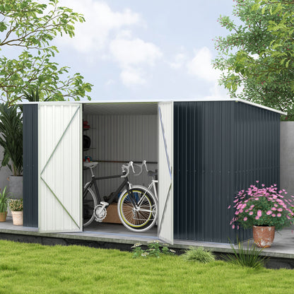 11 x 5.6ft Galvanised Steel Garden Shed, Metal Shed, Garden Storage Shed with Lockable Doors and Gloves for Outdoor Patio