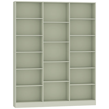 Bookcase with Open Storage, 6-Tier Bookshelf with Anti-Tipping Hardware, Light Green