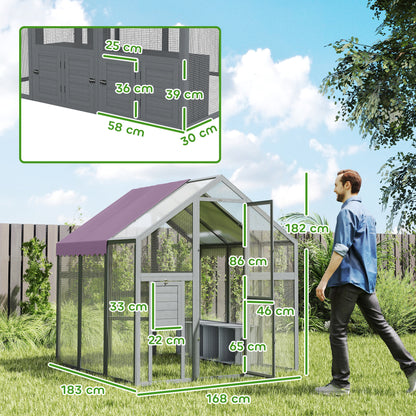 Large Walk In Chicken Run with Waterproof & Anti-UV Cover, for 6-8 Chickens, for Garden, Farm, 5.5' x 6' x 6'