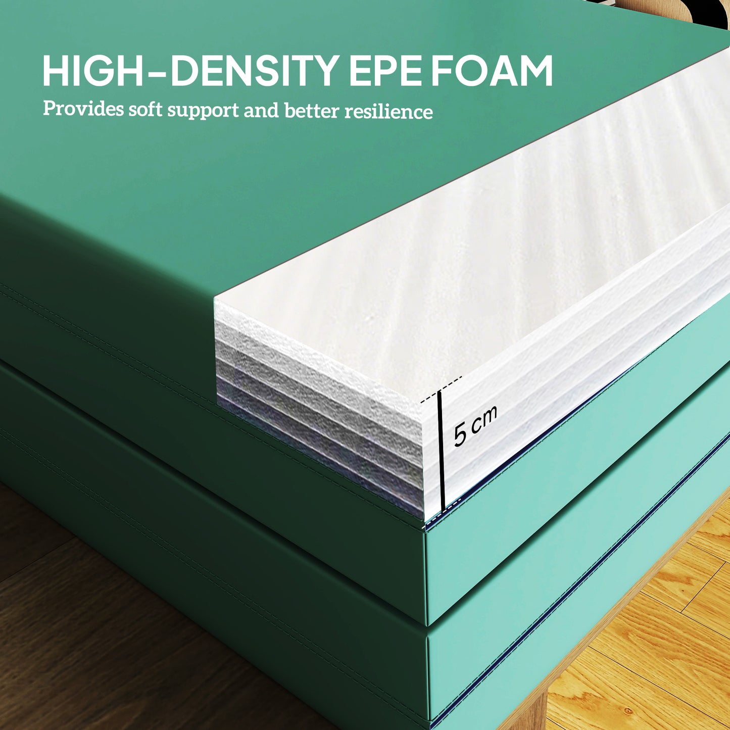 Foldable Gymnastics Mat, 6 ft Long & Four Folding Thick Exercise Tumbling Mat with Carrying Handles, Green & Purple