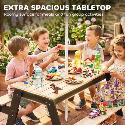 Kids Garden Furniture with Parasol, 3 in 1 Wooden Sand and Water Table with 2 Hidden Play Boxes for Patio, Ages 3-6
