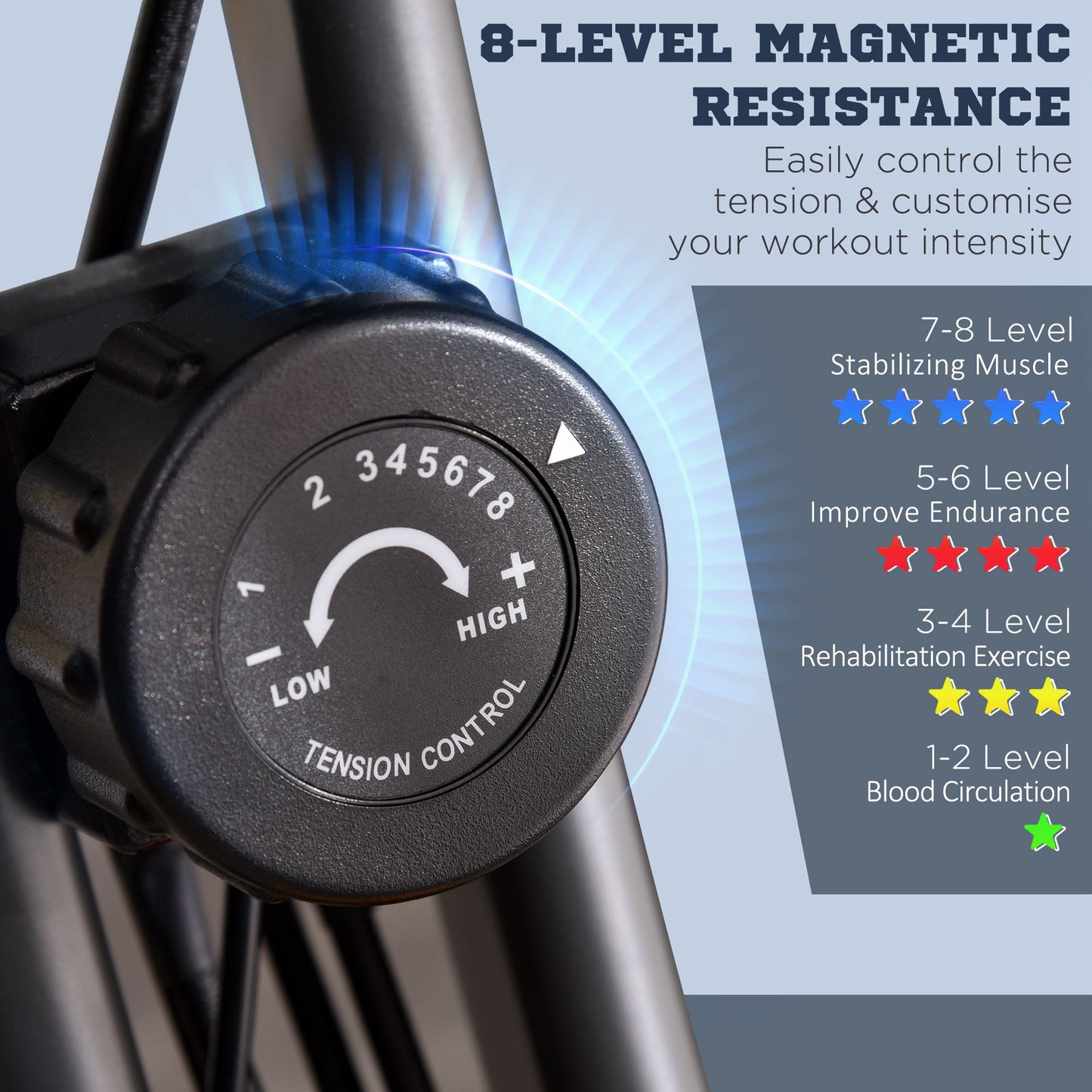2-in-1 Folding Exercise Bike with 8-Level Magnetic Resistance, Arm Resistance Band, Pulse Sensor, Yellow