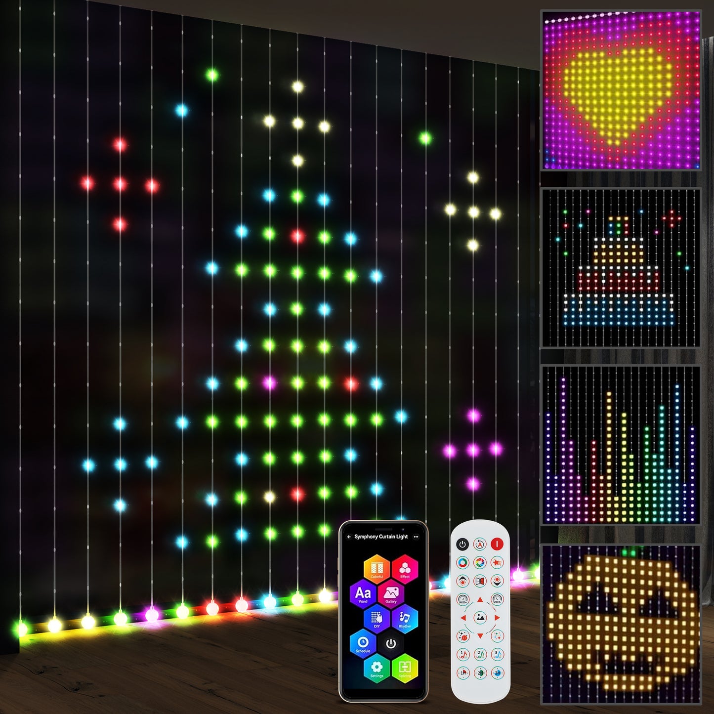 LED Curtain Lights, Smart Curtain Fairy Plug In, Colour Changing Wall Lights with Remote, App