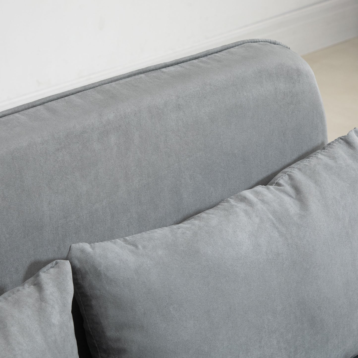 Two-Seater Click-Clack Sofa Bed with Pillows - Light Grey