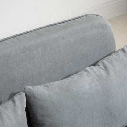 Two-Seater Click-Clack Sofa Bed with Pillows - Light Grey