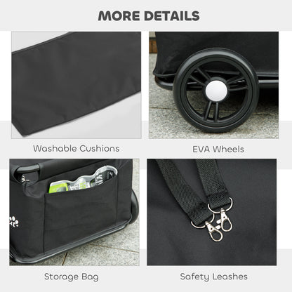 Pet Wagon Cart, Dog Stroller for Small Dogs and Cats with 4 Wheels, Safety Straps, Storage Bag, Mat