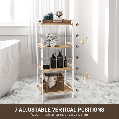Four-Tier Bamboo Adjustable Shelf Storage Unit