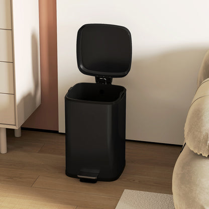 20L Modern Boxy Metal Home Kitchen Bin - Black