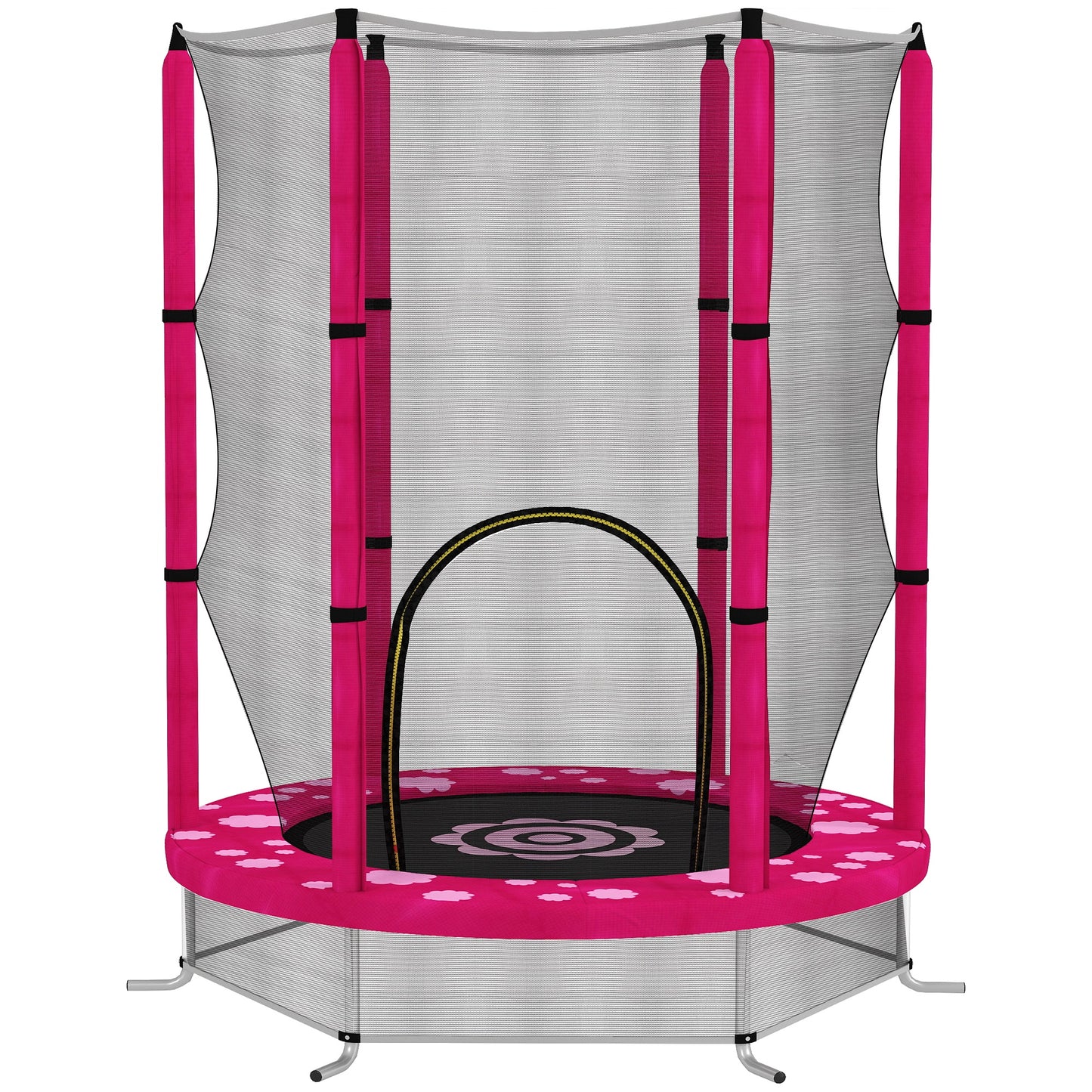 4.6ft Toddler Trampoline w/ Safety Enclosure Net, for Indoor Outdoor Use, Ages 3-6 Years, Pink