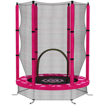 4.6ft Toddler Trampoline w/ Safety Enclosure Net, for Indoor Outdoor Use, Ages 3-6 Years, Pink