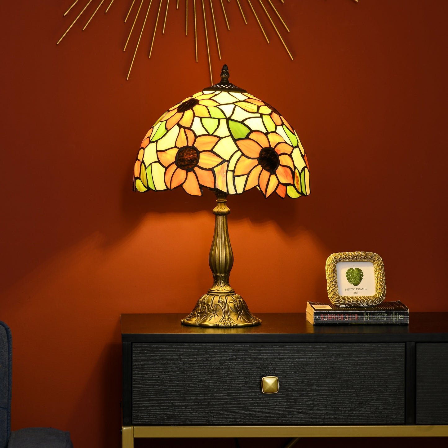 Tiffany Stained Glass Table Lamp, Handmade Antique Bedside Lamp for Bedroom, Living room, Home, Nightstand