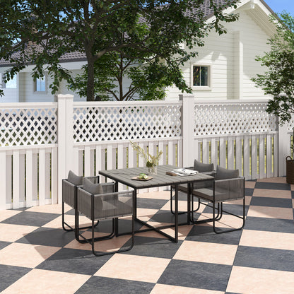 4 Seater Rattan Cube Garden Furniture Set, Rattan Dining Set with Cushions