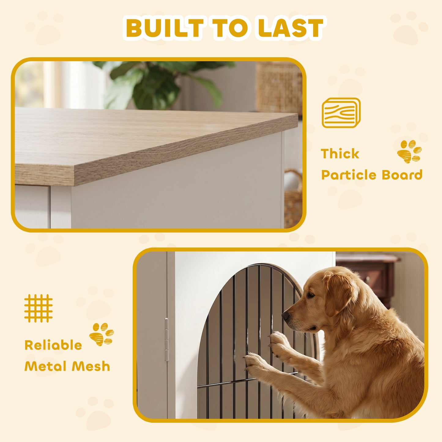 Dog Crate Furniture, Indoor Dog Cage with Double Doors for Large Breeds, Pet Kennel End Side Table