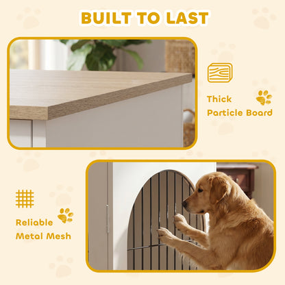 Dog Crate Furniture, Indoor Dog Cage with Double Doors for Large Breeds, Pet Kennel End Side Table