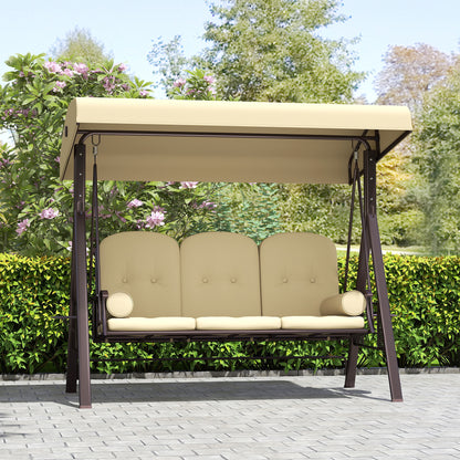 Three-Seater Garden Swing Chair - Brown