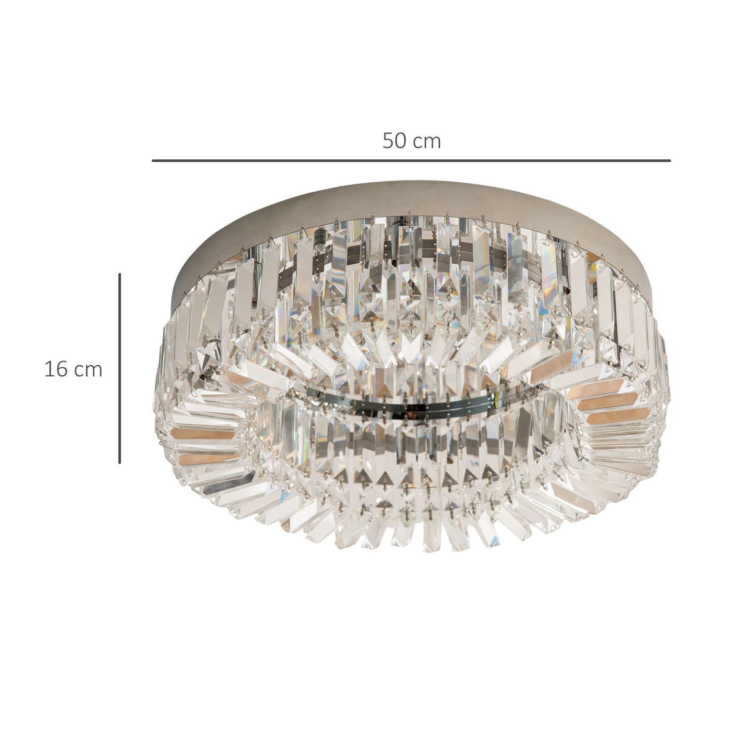 Crystal Chandeliers with Crystal Pendants, 8-Light Ceiling Light for Living Room, Bedroom Dining Room, Silver Tone