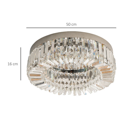 Crystal Chandeliers with Crystal Pendants, 8-Light Ceiling Light for Living Room, Bedroom Dining Room, Silver Tone