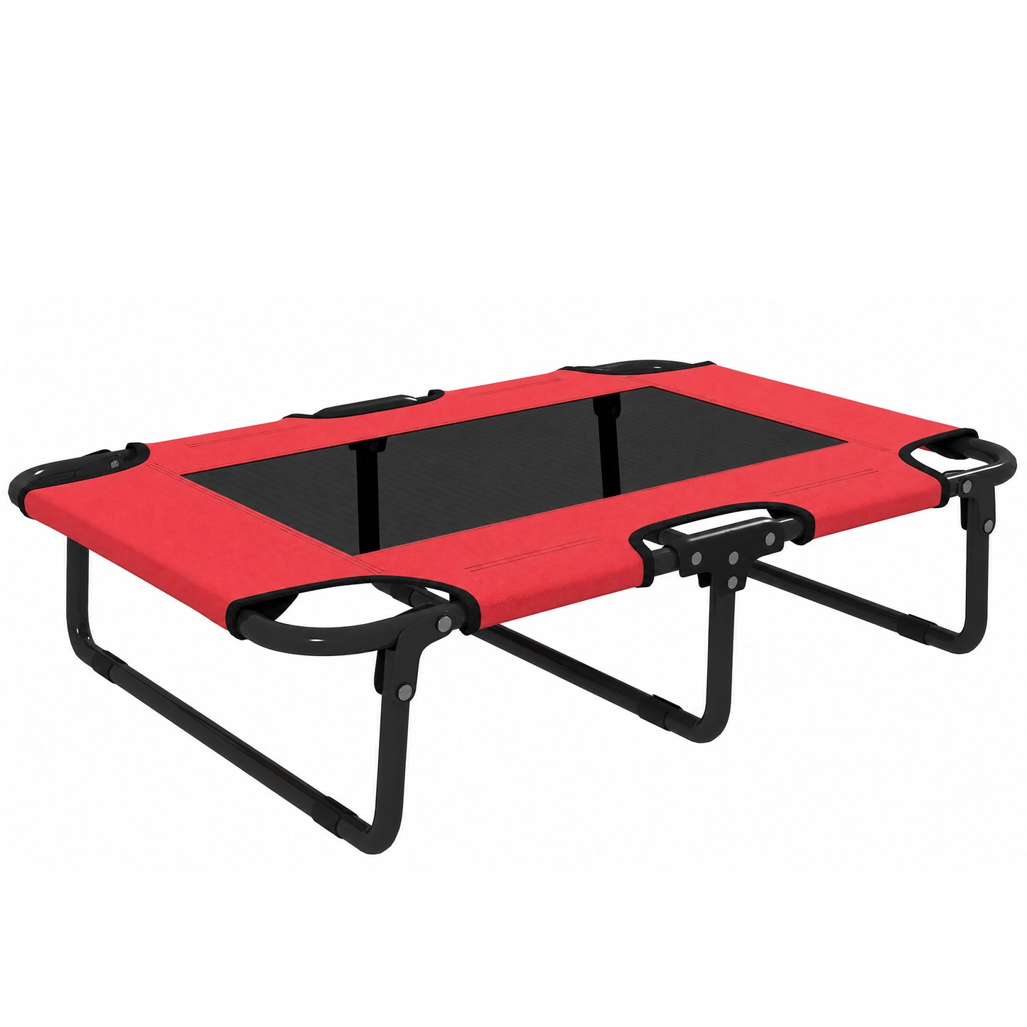 Portable Raised Dog Bed, Elevated Pet Cot with Breathable Mesh for Indoor Outdoor, for Small Medium Dogs, Red