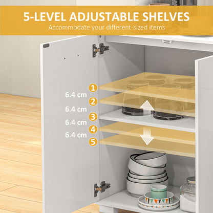 Sideboard, Modern Storage Cabinet with 2 Drawers, 3 Doors and Adjustable Shelves, Kitchen Cabinet, White