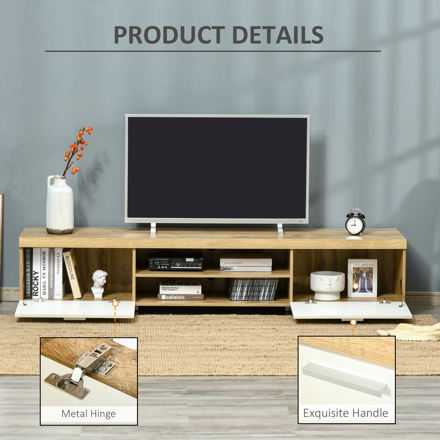Modern TV unit Cabinet Entertainment Centre for TVs up to 90" w/ Cabinet Shelf for Living room Bedroom