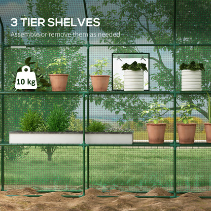 Walk-in Greenhouse with 3 Tier 12 Shelves, Small Greenhouse with Reinforced PE Cover