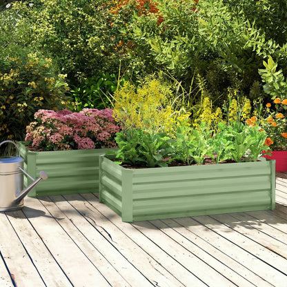Set of Two 100 x 60cm Steel Planter Boxes - Light Green