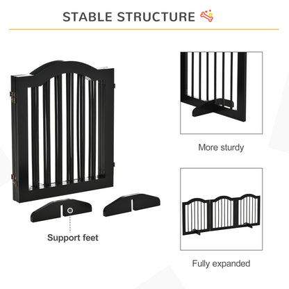 Freestanding Dog Gate Wooden Stair Gate for Dogs with Support Feet Foldable Pet Fence Safety Barrier for the House Doorway St