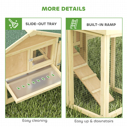 Large Chicken Coop, Wooden Outdoor Chicken Cage Poultry Hen House with Nesting Box